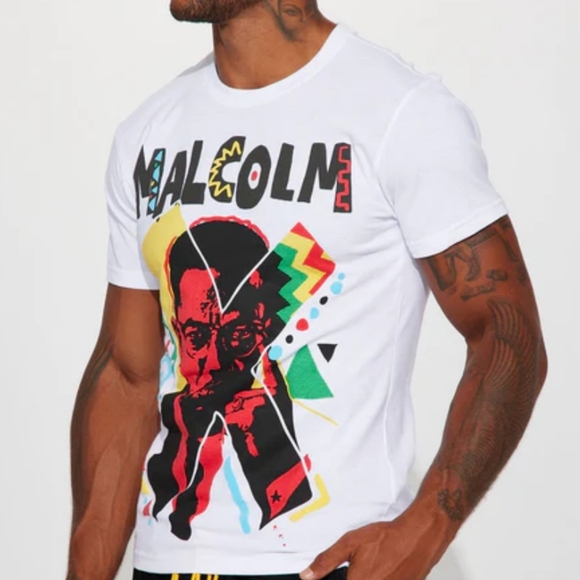 Men's Malcolm X White Graphic T-Shirt with Colorful Design - Picture 5 of 10